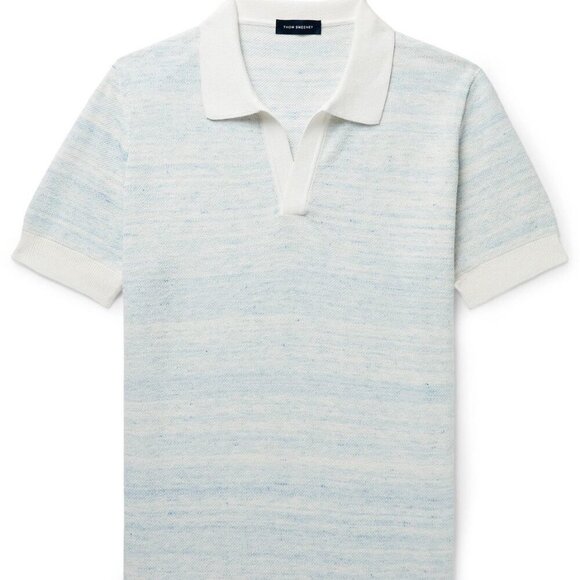 Thom Sweeney Other - NWT Thom Sweeney - Cotton and Linen-Blend Polo Shirt - Blue Size - Medium